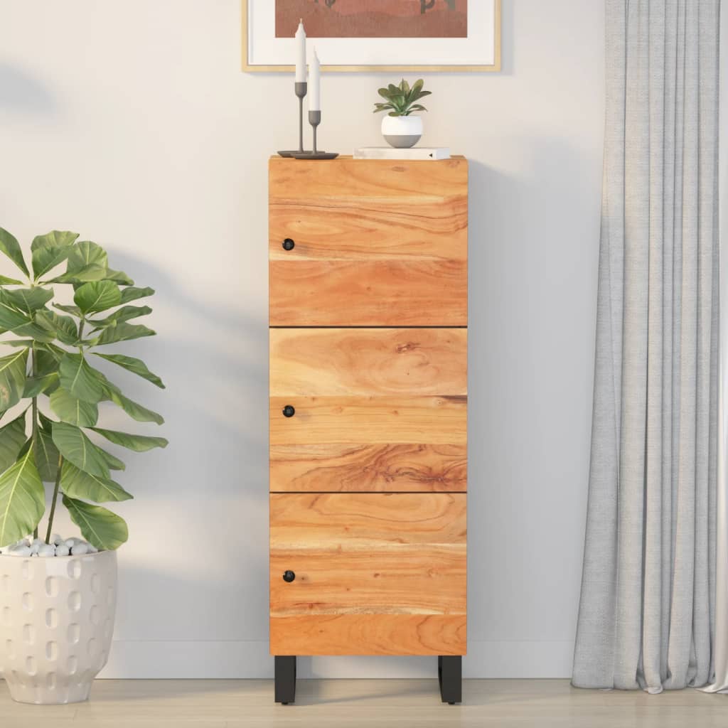 Credenza con 3 Ante 40x33x110 cm Legno Massello Acacia e Ferro