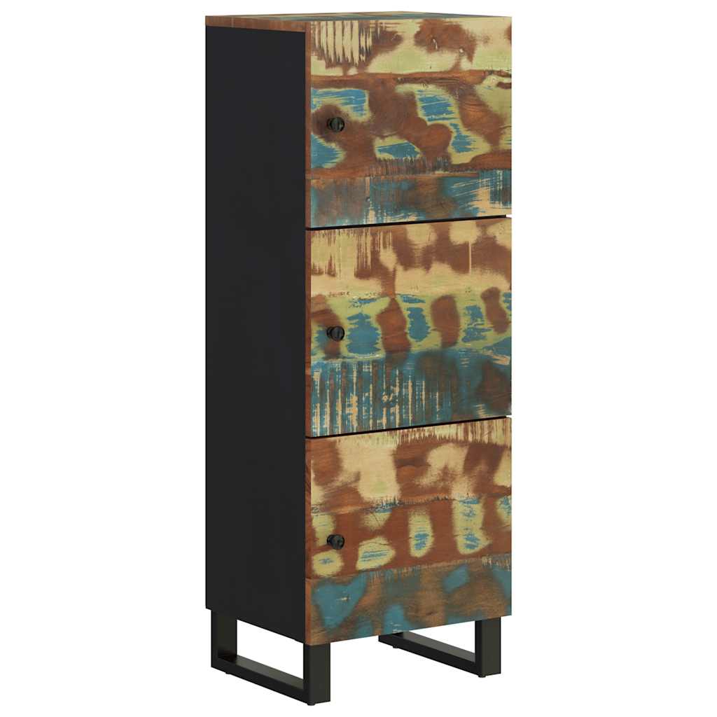 Credenza con 3 Ante 40x33x110cm Legno Massello Recupero e Ferro