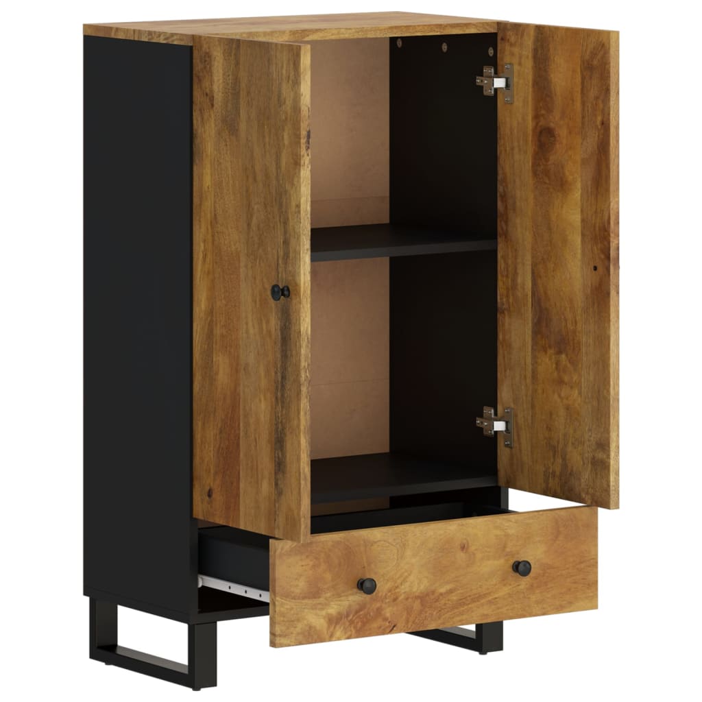 Credenza con Cassetto 60x33x100 cm Legno Massello Mango e Ferro