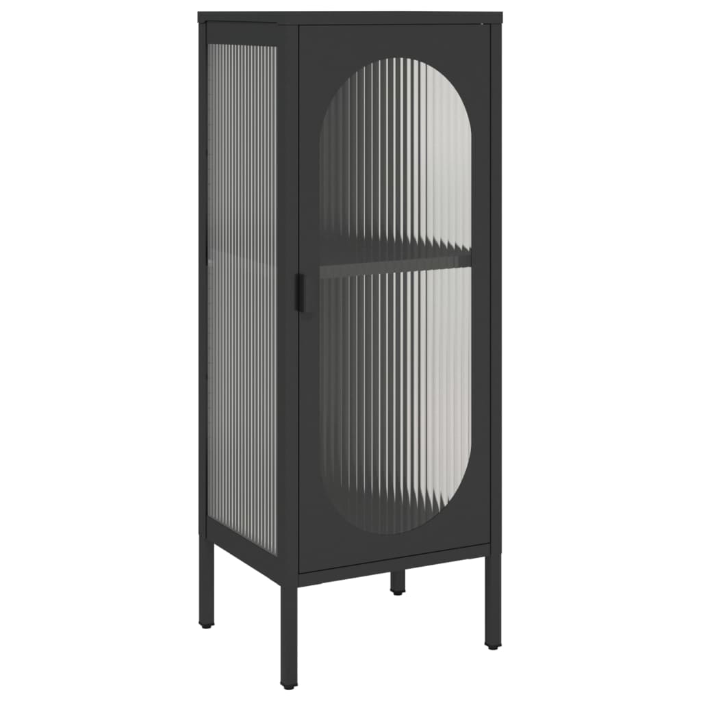 Credenza Nera 40x35x105 cm Vetro e Acciaio