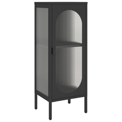 Credenza Nera 40x35x105 cm Vetro e Acciaio