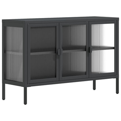 Credenza Nera 105x35x70 cm Vetro e Acciaio
