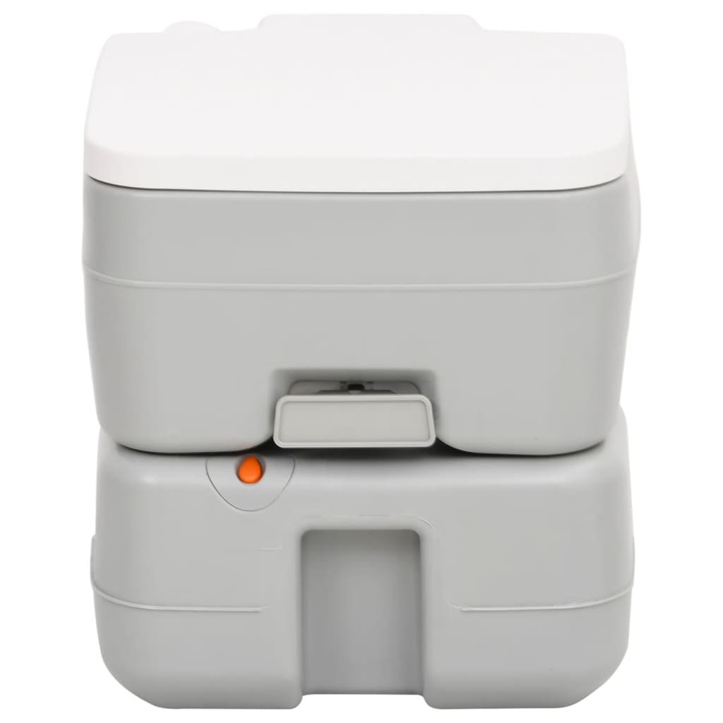 Toilette da Campeggio Portatile Grigia e Bianca 15+10 L in HDPE