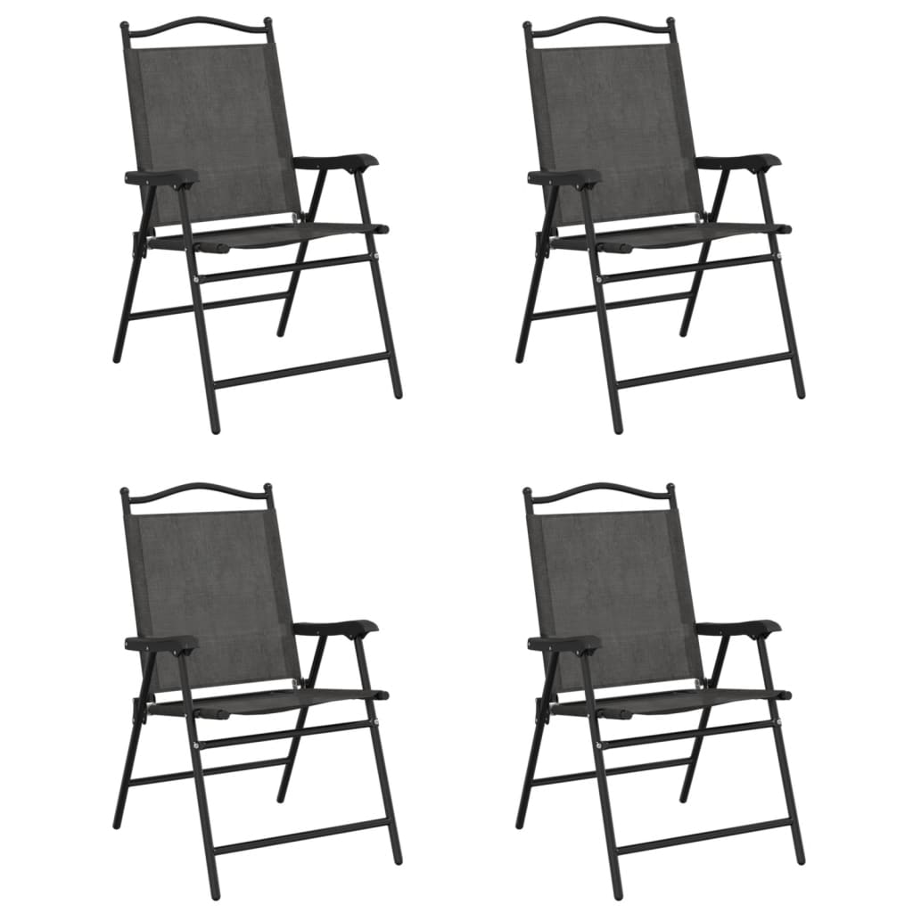 Sedie Giardino Pieghevoli 4 pz Grigio MÃ©lange Acciaio Textilene