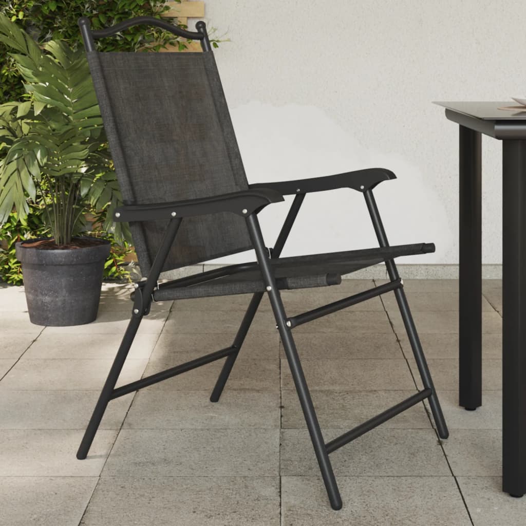 Sedie Giardino Pieghevoli 4 pz Grigio MÃ©lange Acciaio Textilene