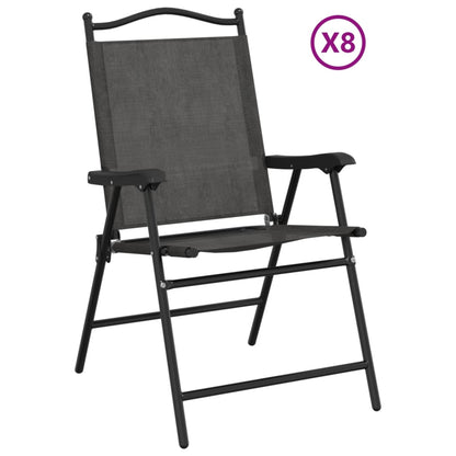 Sedie Giardino Pieghevoli 8 pz Acciaio Grigio MÃ©lange Textilene