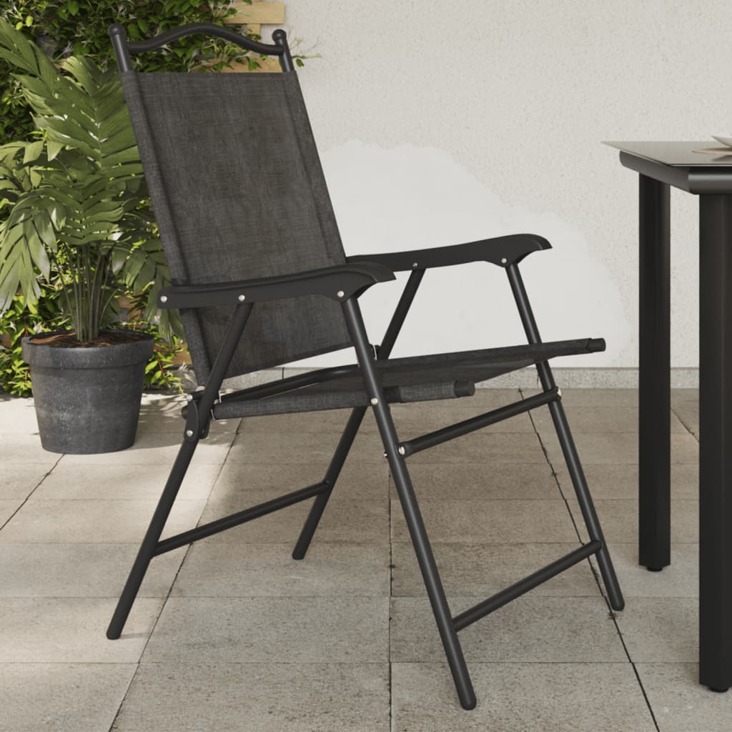 Sedie Giardino Pieghevoli 8 pz Acciaio Grigio MÃ©lange Textilene