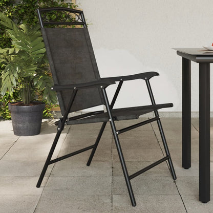 Sedie Giardino Pieghevoli 4 pz Grigio MÃ©lange Acciaio Textilene