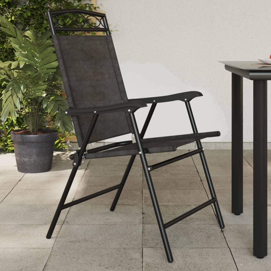 Sedie Giardino Pieghevoli 8 pz Acciaio Grigio MÃ©lange Textilene