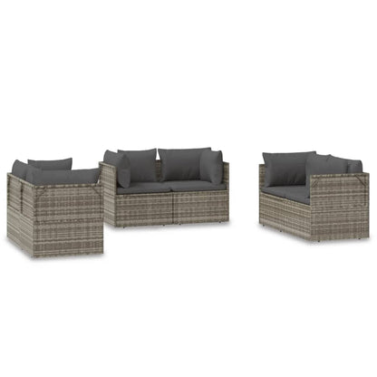 Poltrone Angolari da Giardino 6pz Grigio 57x57x56cm Polyrattan