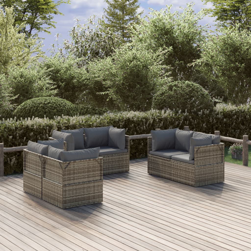Poltrone Angolari da Giardino 6pz Grigio 57x57x56cm Polyrattan