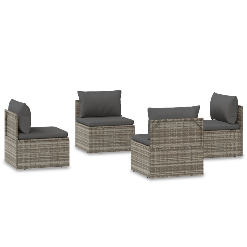 Poltrone Centrali da Giardino 4pz Grigio 57x57x56cm Polyrattan