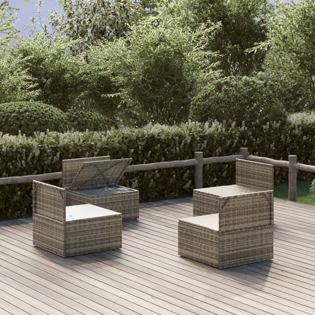 Poltrone Centrali da Giardino 4pz Grigio 57x57x56cm Polyrattan