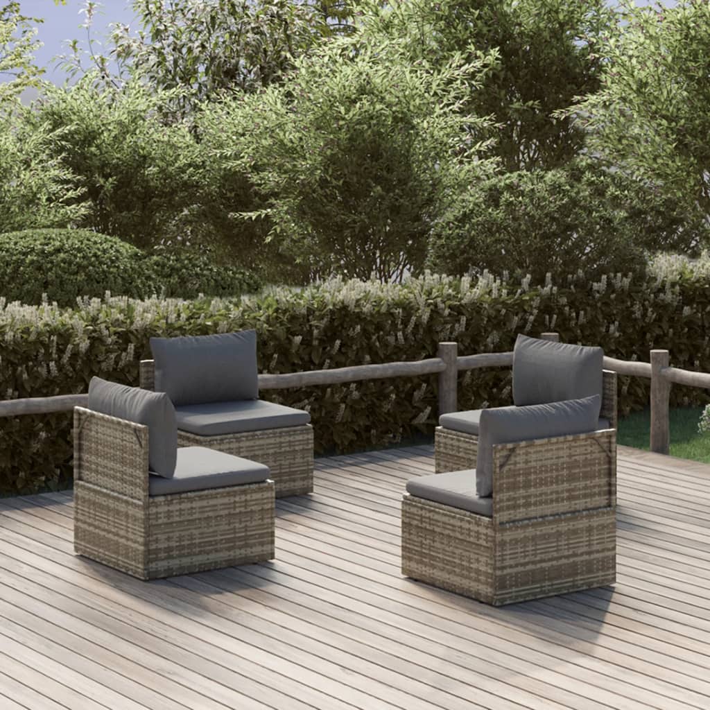Poltrone Centrali da Giardino 4pz Grigio 57x57x56cm Polyrattan