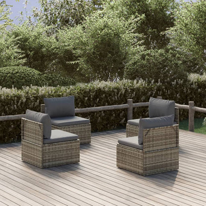 Poltrone Centrali da Giardino 4pz Grigio 57x57x56cm Polyrattan
