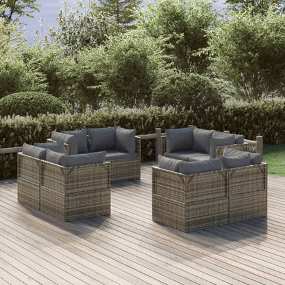 Poltrone Angolari da Giardino 8pz Grigio 57x57x56cm Polyrattan