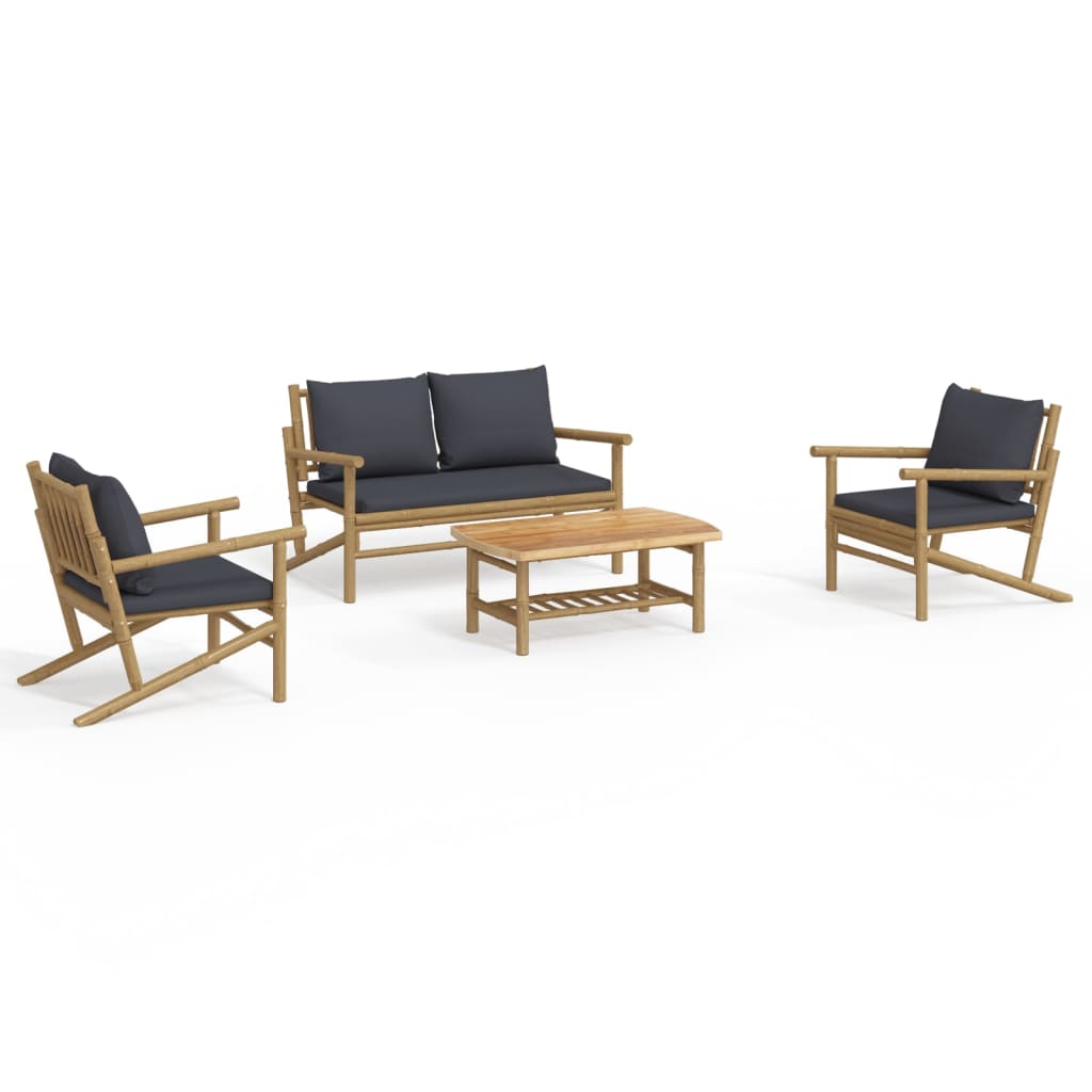 Set Salotto da Giardino 4pz con Cuscini Grigio Scuro BambÃƒÂ¹