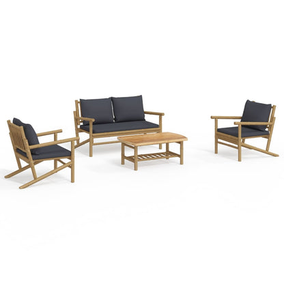 Set Salotto da Giardino 4pz con Cuscini Grigio Scuro BambÃƒÂ¹