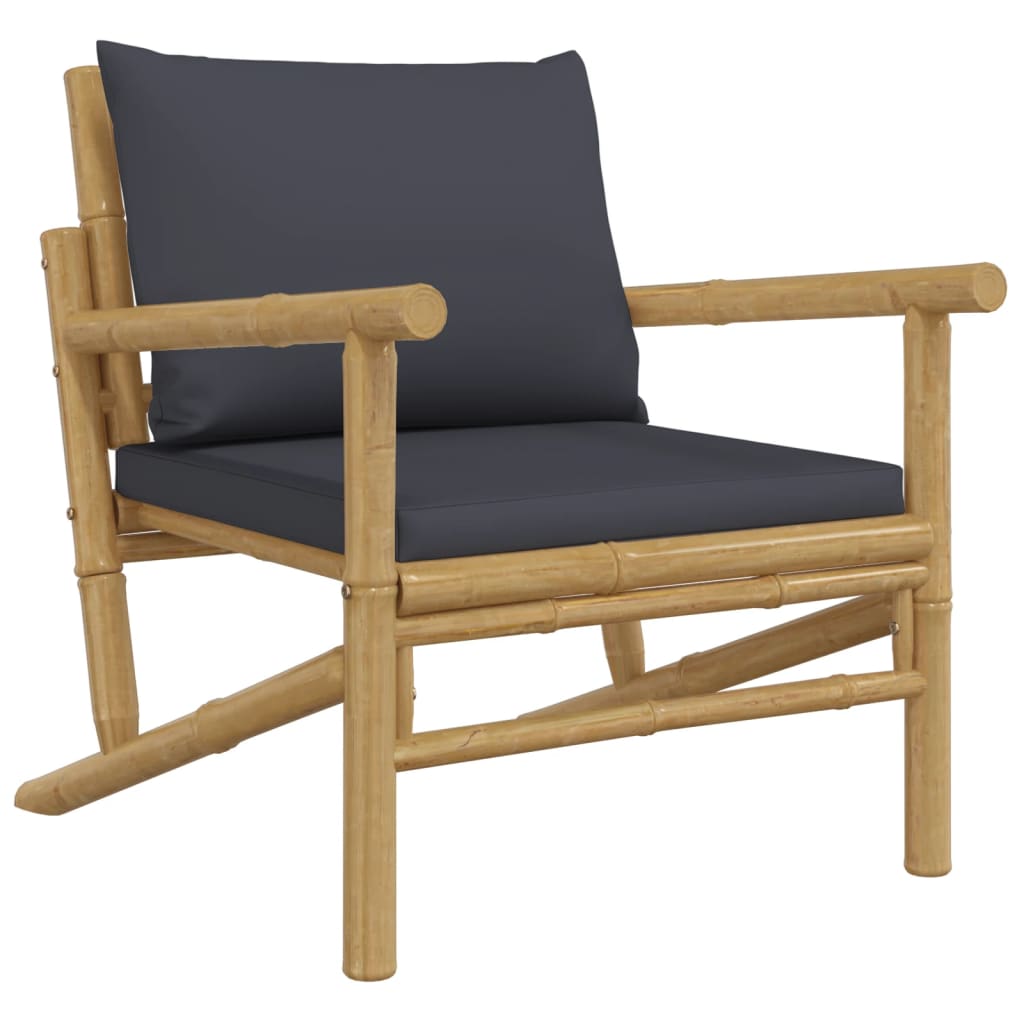 Set Salotto da Giardino 4pz con Cuscini Grigio Scuro BambÃƒÂ¹