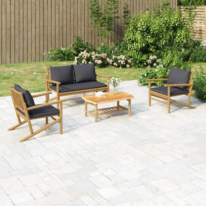 Set Salotto da Giardino 4pz con Cuscini Grigio Scuro BambÃƒÂ¹
