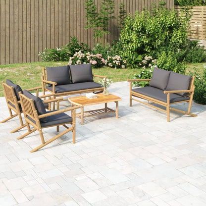 Set Salotto da Giardino 5pz con Cuscini Grigio Scuro BambÃƒÂ¹