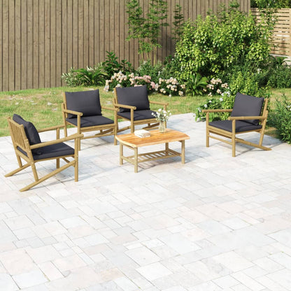 Set Salotto da Giardino 5pz con Cuscini Grigio Scuro BambÃƒÂ¹