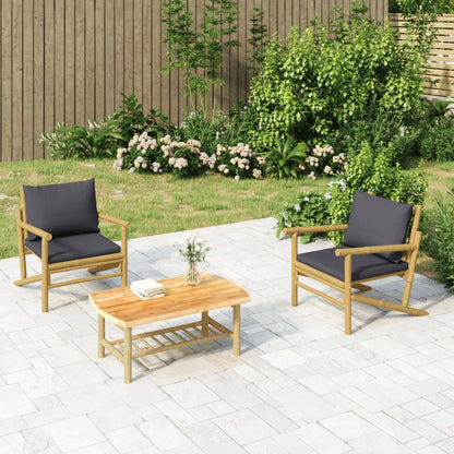 Set Salotto da Giardino 3pz con Cuscini Grigio Scuro BambÃƒÂ¹