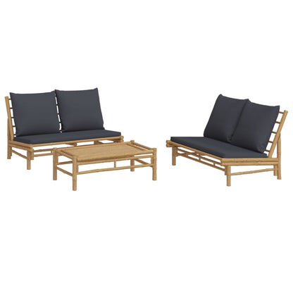 Set Salotto da Giardino 3pz con Cuscini Grigio Scuro BambÃƒÂ¹