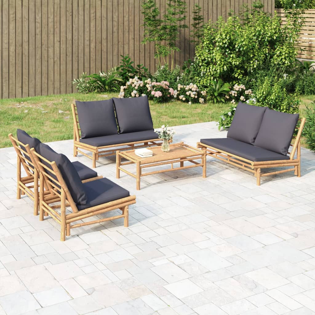 Set Salotto da Giardino 5pz con Cuscini Grigio Scuro BambÃƒÂ¹