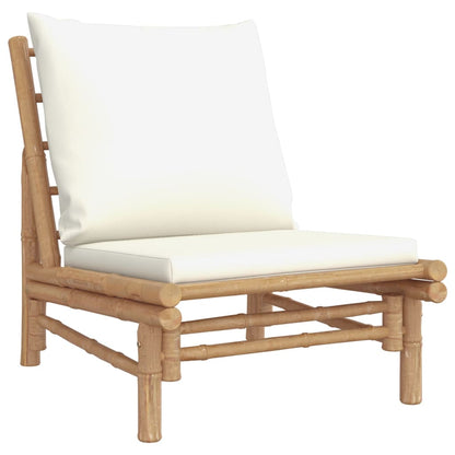 Set Salotto da Giardino 5pz con Cuscini Bianco Crema in BambÃ¹