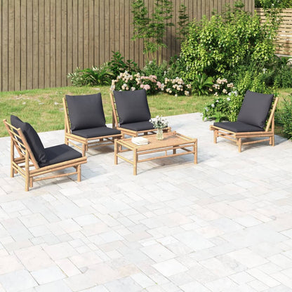 Set Salotto da Giardino 5pz con Cuscini Grigio Scuro BambÃƒÂ¹