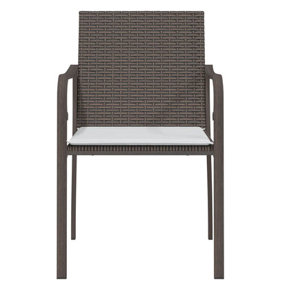 Sedie da Giardino con Cuscini 2pz Marroni 56x59x84cm Polyrattan
