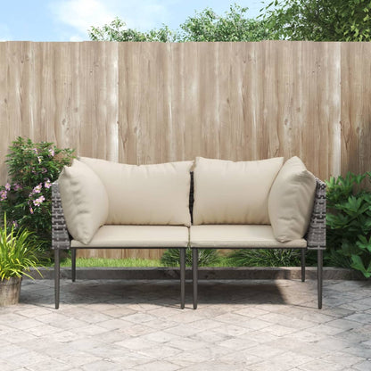 Divani Angolari da Giardino con Cuscini 2pz Polyrattan Grigio