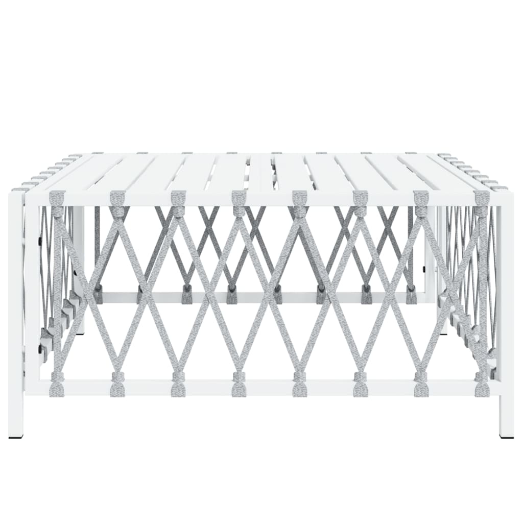 Tavolo da Giardino Bianco 70x70x34 cm in Tessuto Intrecciato