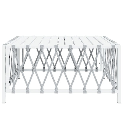 Tavolo da Giardino Bianco 70x70x34 cm in Tessuto Intrecciato