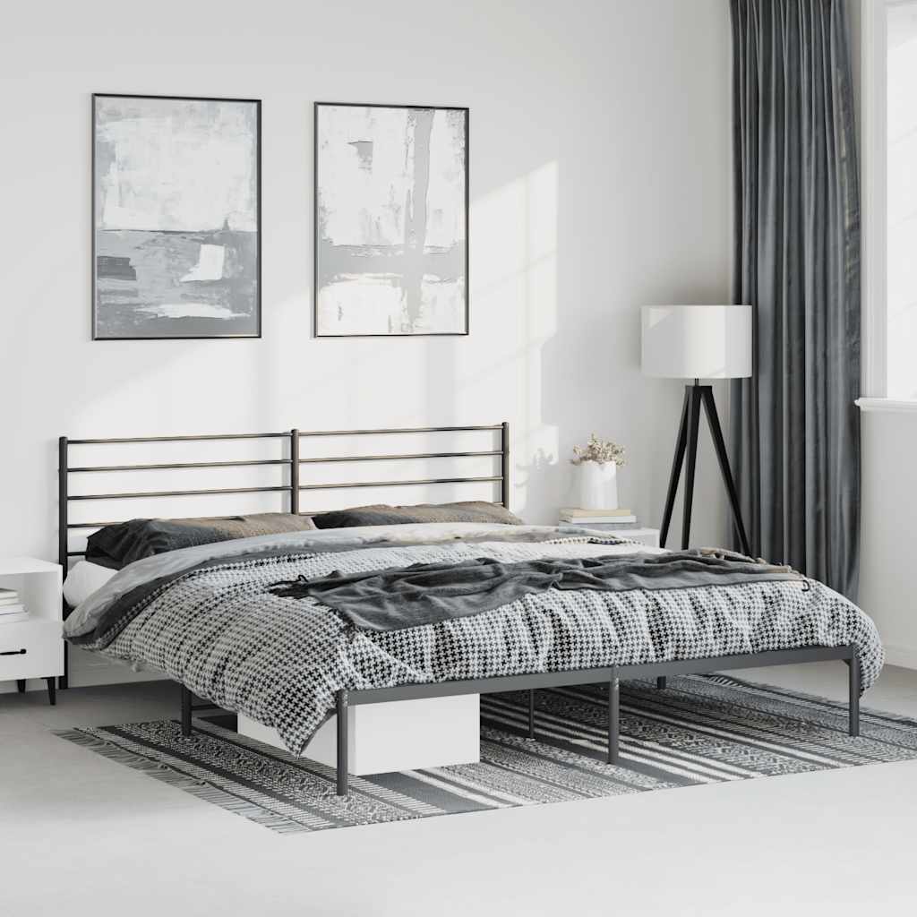 Giroletto con Testiera in Metallo Nero 183x213 cm
