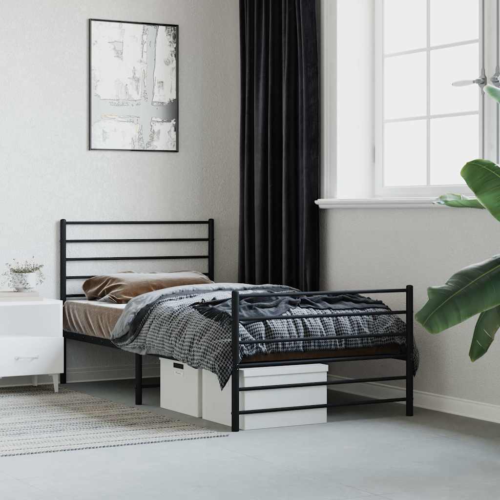 Giroletto con Testiera e Pediera Metallo Nero 75x190 cm
