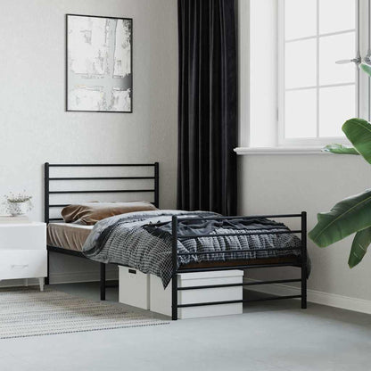 Giroletto con Testiera e Pediera Metallo Nero 75x190 cm