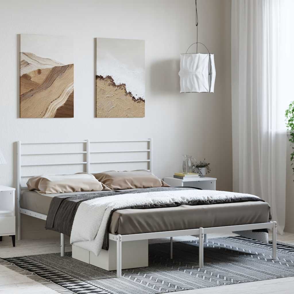 Giroletto con Testiera Metallo Bianco 135x190 cm