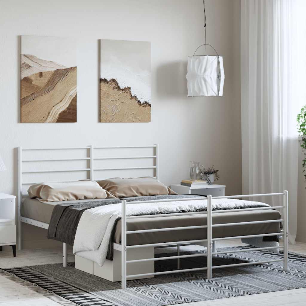 Giroletto con Testiera e Pediera Metallo Bianco 150x200 cm