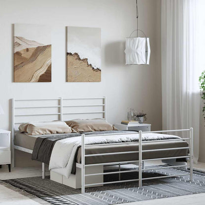 Giroletto con Testiera e Pediera Metallo Bianco 150x200 cm