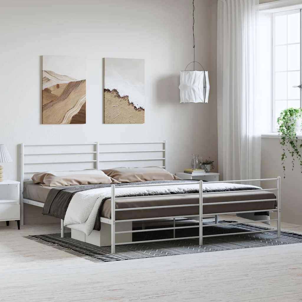 Giroletto con Testiera e Pediera Metallo Bianco 183x213 cm