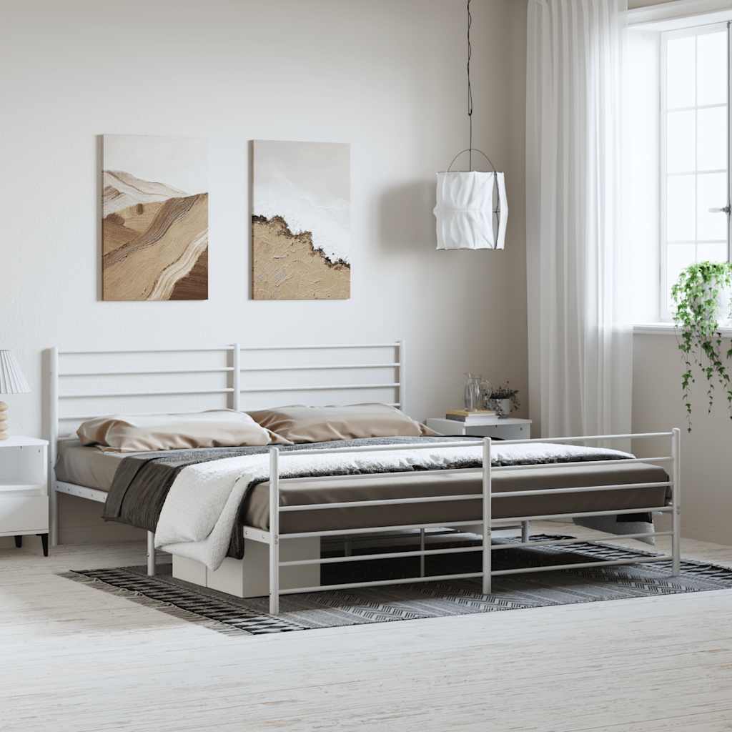 Giroletto con Testiera e Pediera Metallo Bianco 193x203 cm