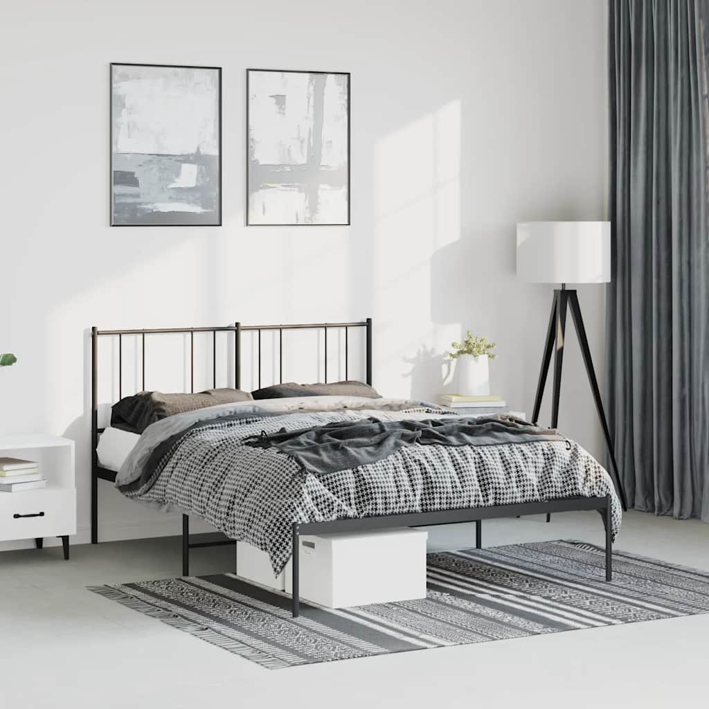 Giroletto con Testiera in Metallo Nero 135x190 cm