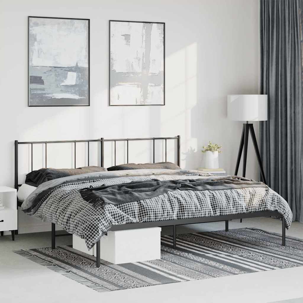 Giroletto con Testiera in Metallo Nero 183x213 cm