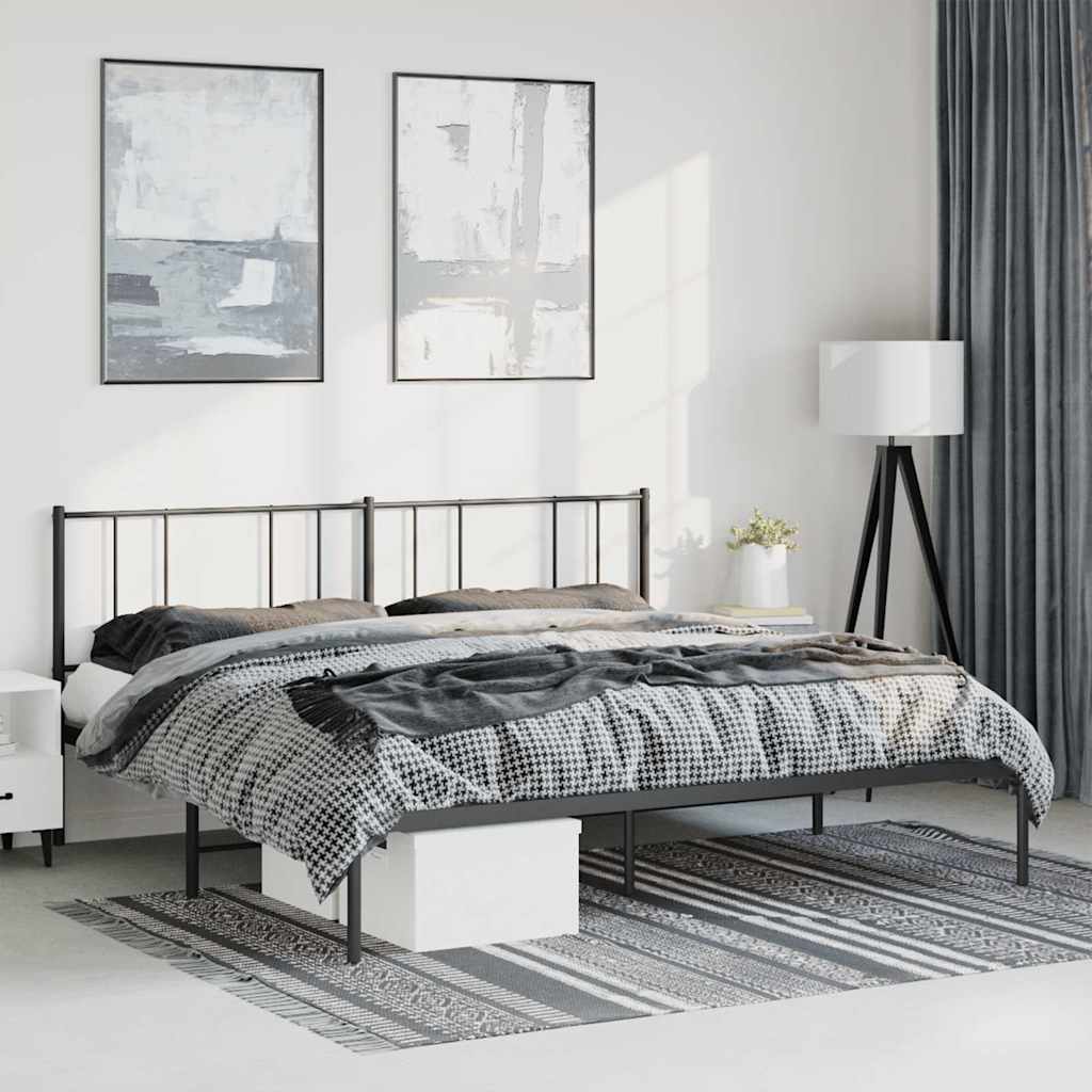 Giroletto con Testiera in Metallo Nero 193x203 cm