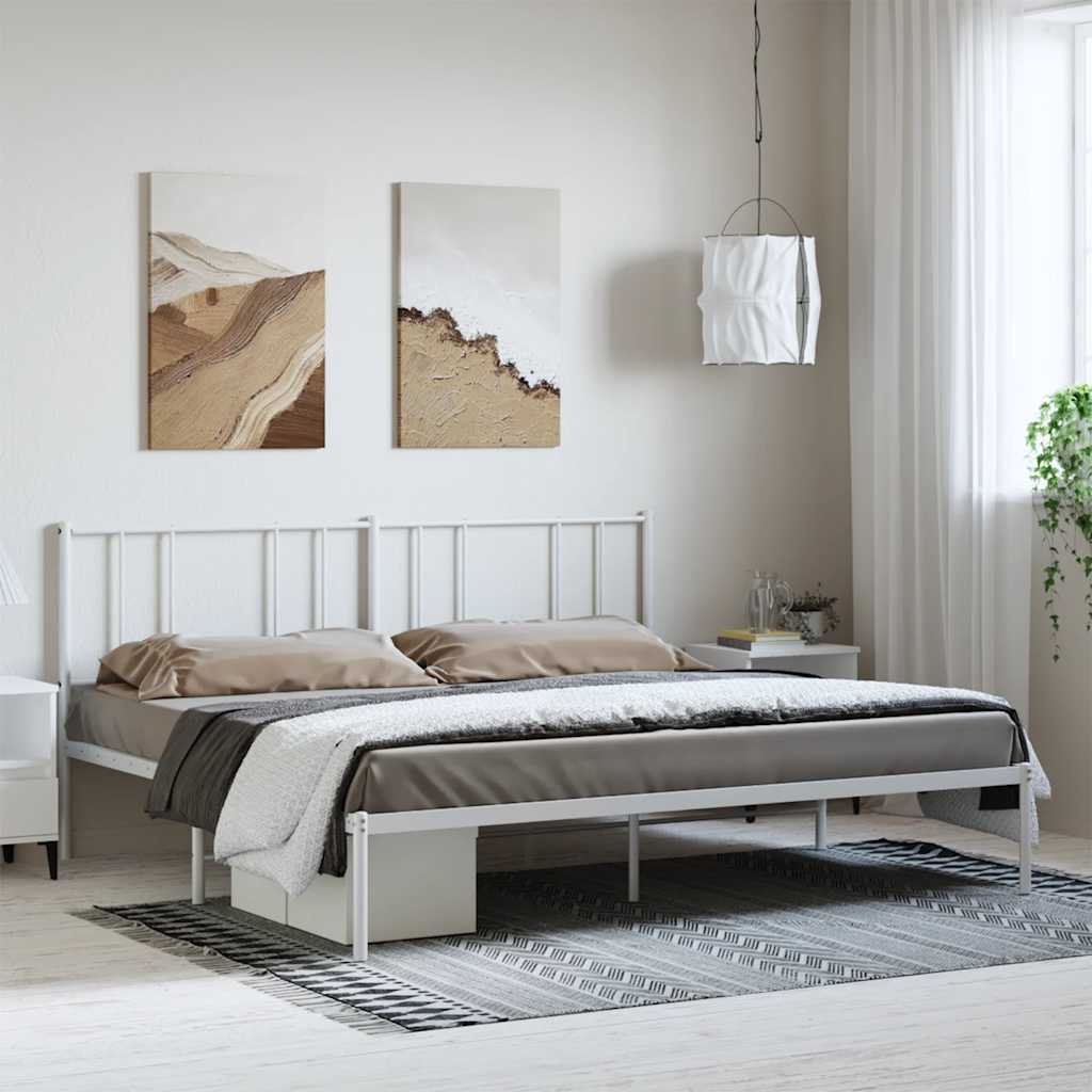 Giroletto con Testiera Metallo Bianco 183x213 cm