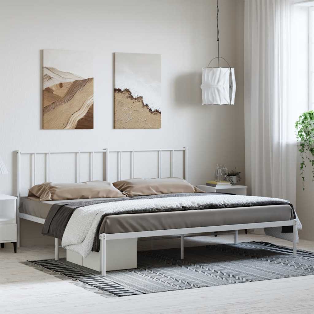 Giroletto con Testiera Metallo Bianco 193x203 cm