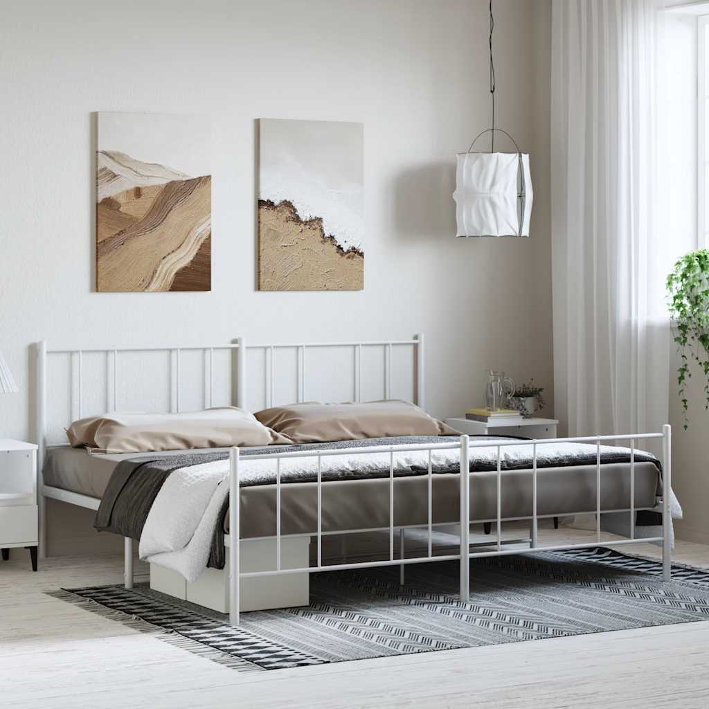 Giroletto con Testiera e Pediera Metallo Bianco 193x203 cm