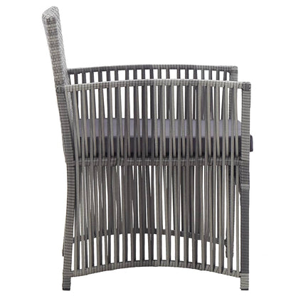 Poltrone da Giardino con Cuscini 2 pz Grigie in Polyrattan